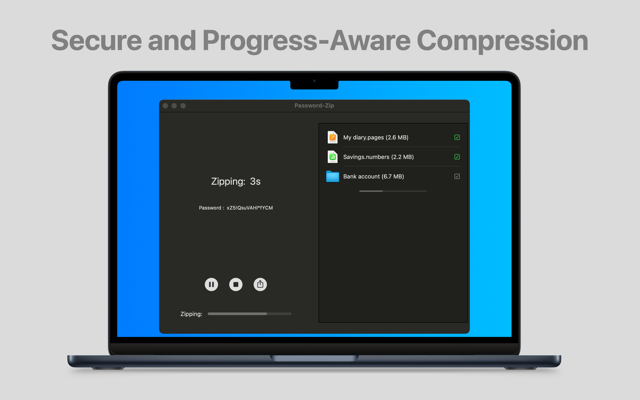 Compression in progress with progress bar