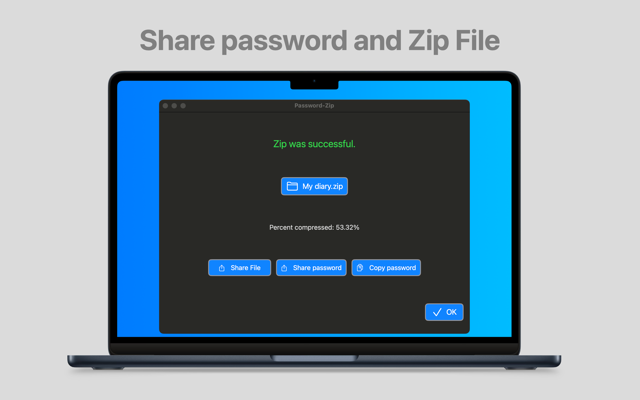 Share file and password after zipping