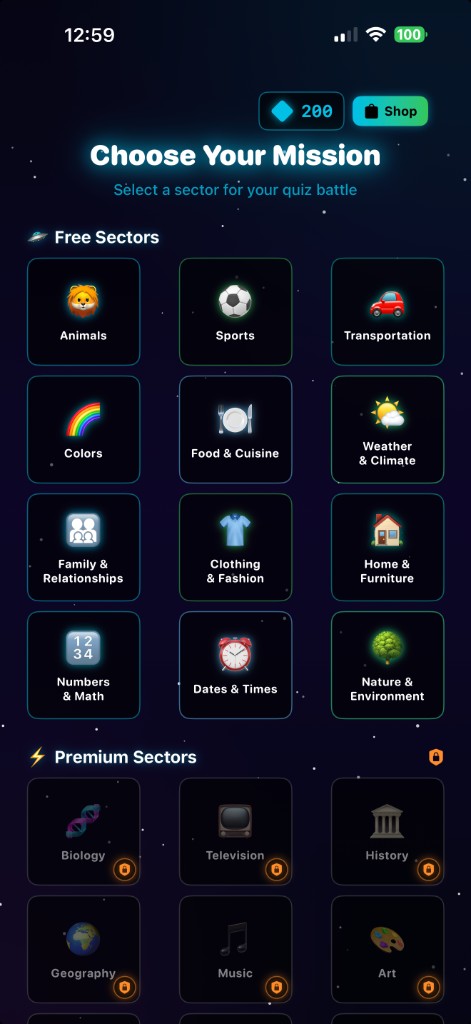 Choose Your Mission – free and premium sectors