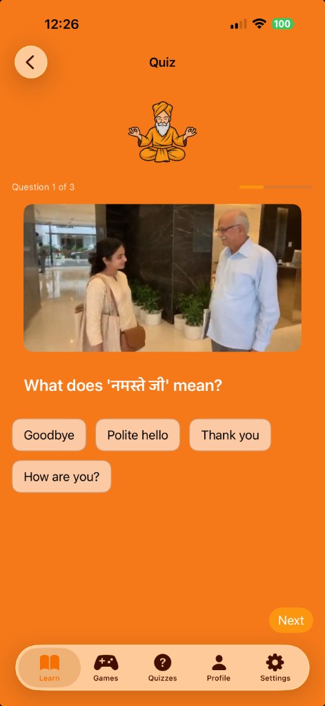 Quiz question with multiple choice